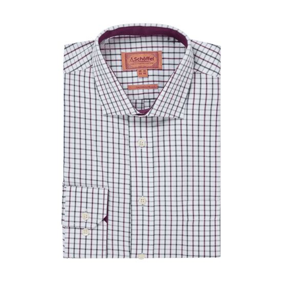 Young Ideas & Henmores -Milton Tailored Shirt -2877 Plum/Botanical Green -15.5