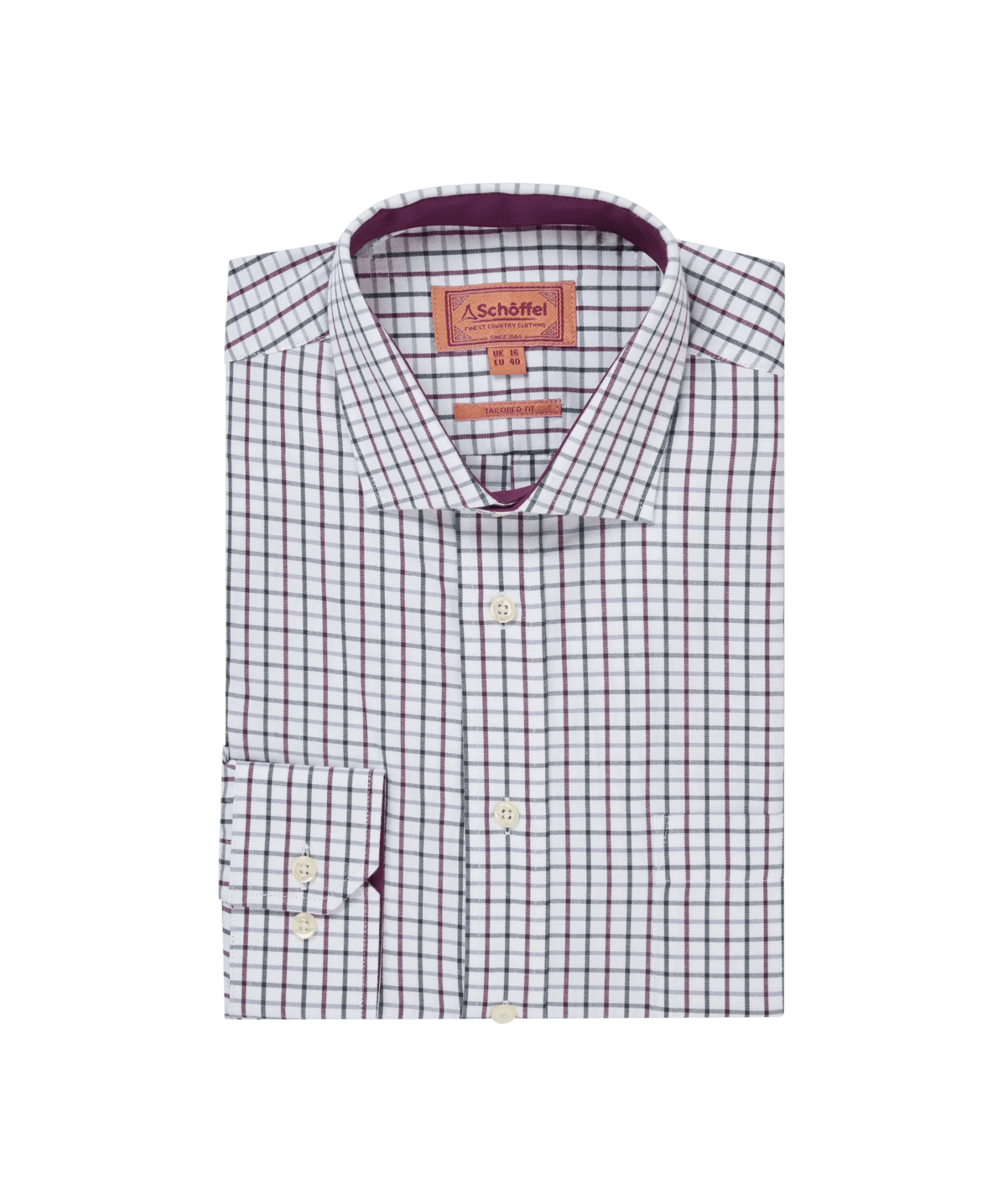 Young Ideas & Henmores -Milton Tailored Shirt -2877 Plum/Botanical Green -15.5