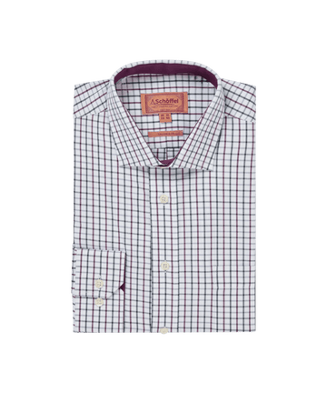 Young Ideas & Henmores -Milton Tailored Shirt -2877 Plum/Botanical Green -15.5