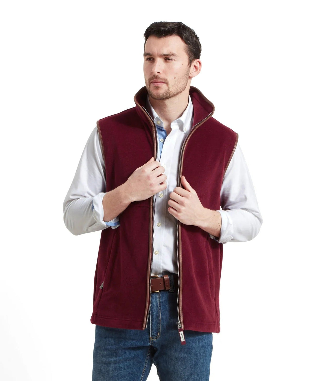 Young Ideas & Henmores -Oakham Fleece Gilet -2844 Claret -36