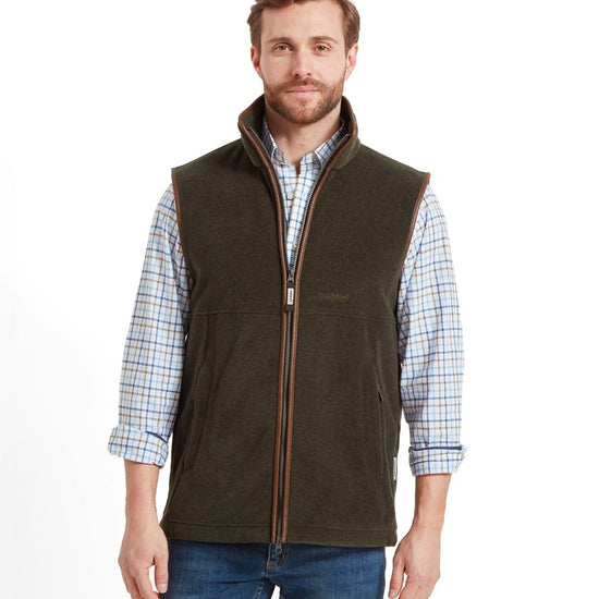 Young Ideas & Henmores -Oakham Fleece Gilet -6990 Dark Olive -34