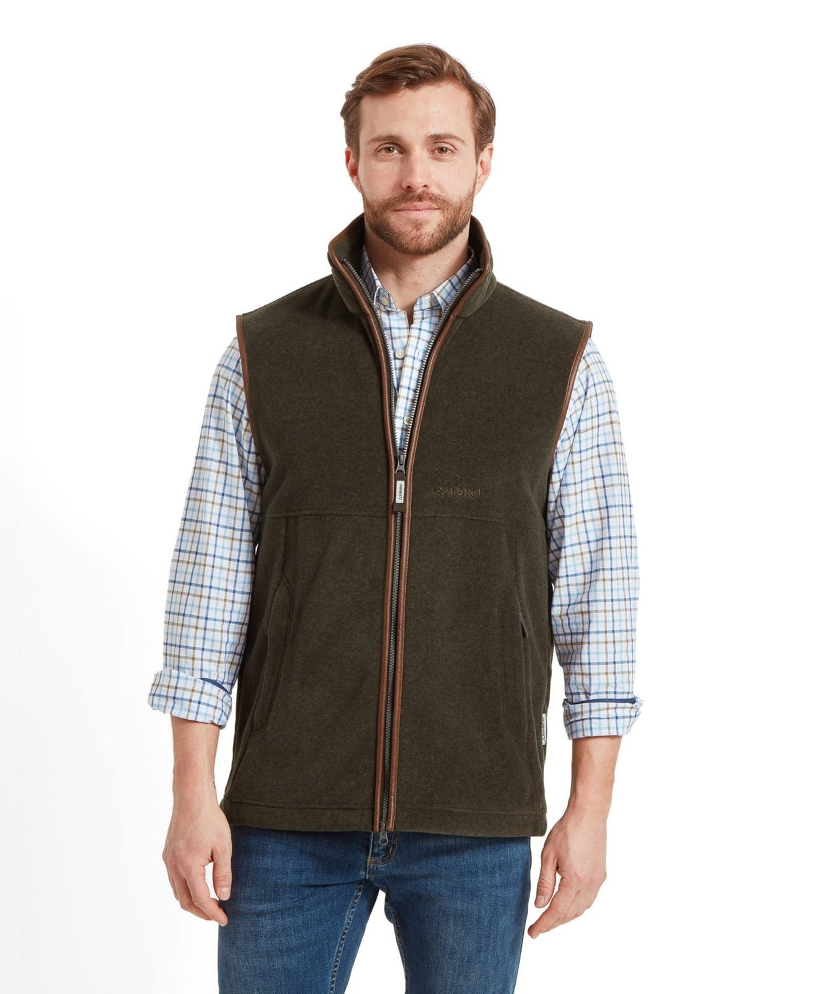 Young Ideas & Henmores -Oakham Fleece Gilet -6990 Dark Olive -34