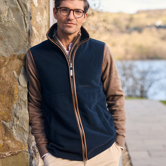 Young Ideas & Henmores -Oakham Fleece Gilet -8983 Petrol Blue -34