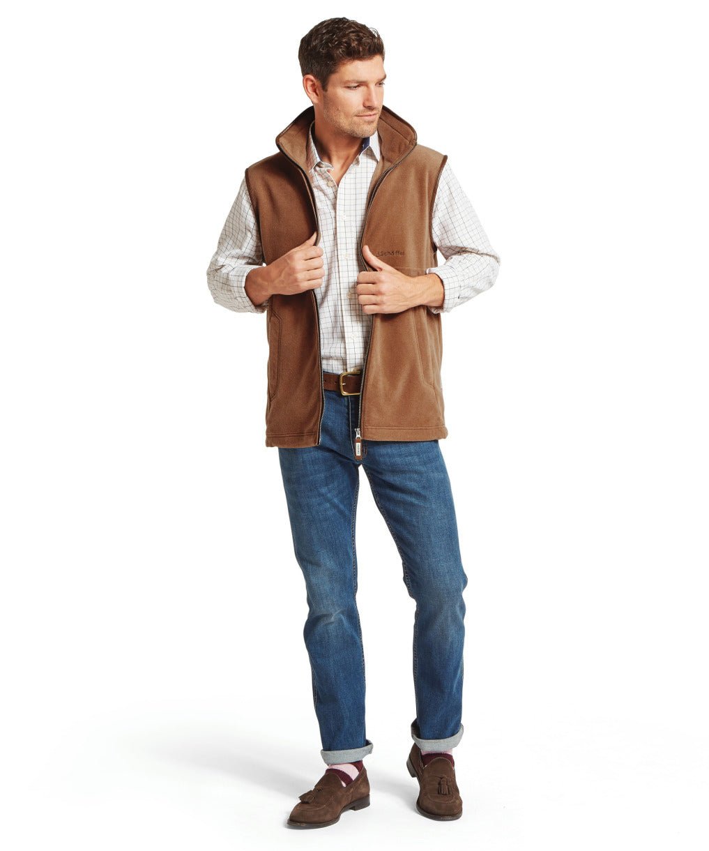 Young Ideas & Henmores -Oakham Fleece Gilet -4717 Toffee -34