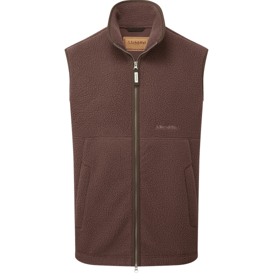 Young Ideas & Henmores -Oakham Retro Fleece Gilet -4819 Mahogany -36