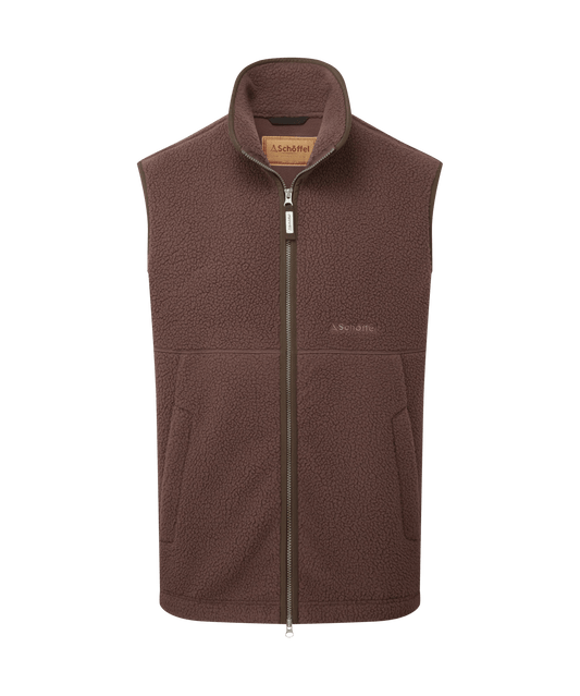 Young Ideas & Henmores -Oakham Retro Fleece Gilet -4819 Mahogany -36