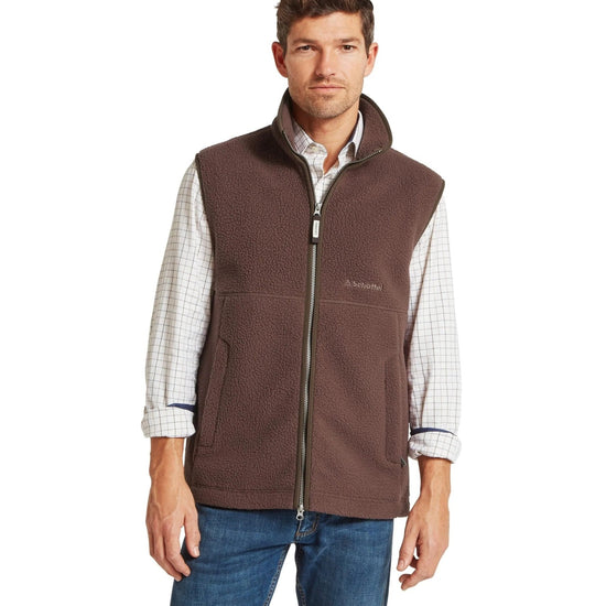 Young Ideas & Henmores -Oakham Retro Fleece Gilet -4819 Mahogany -36