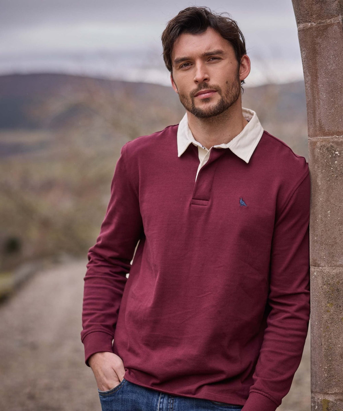 Young Ideas & Henmores -Porthallow Rugby Shirt -2874 Port -S