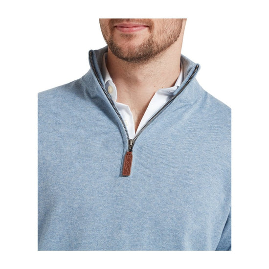 Young Ideas/Henmores - Porthmeor Pima Cotton 1/4 zip jumper - 8254 Denim blue - M