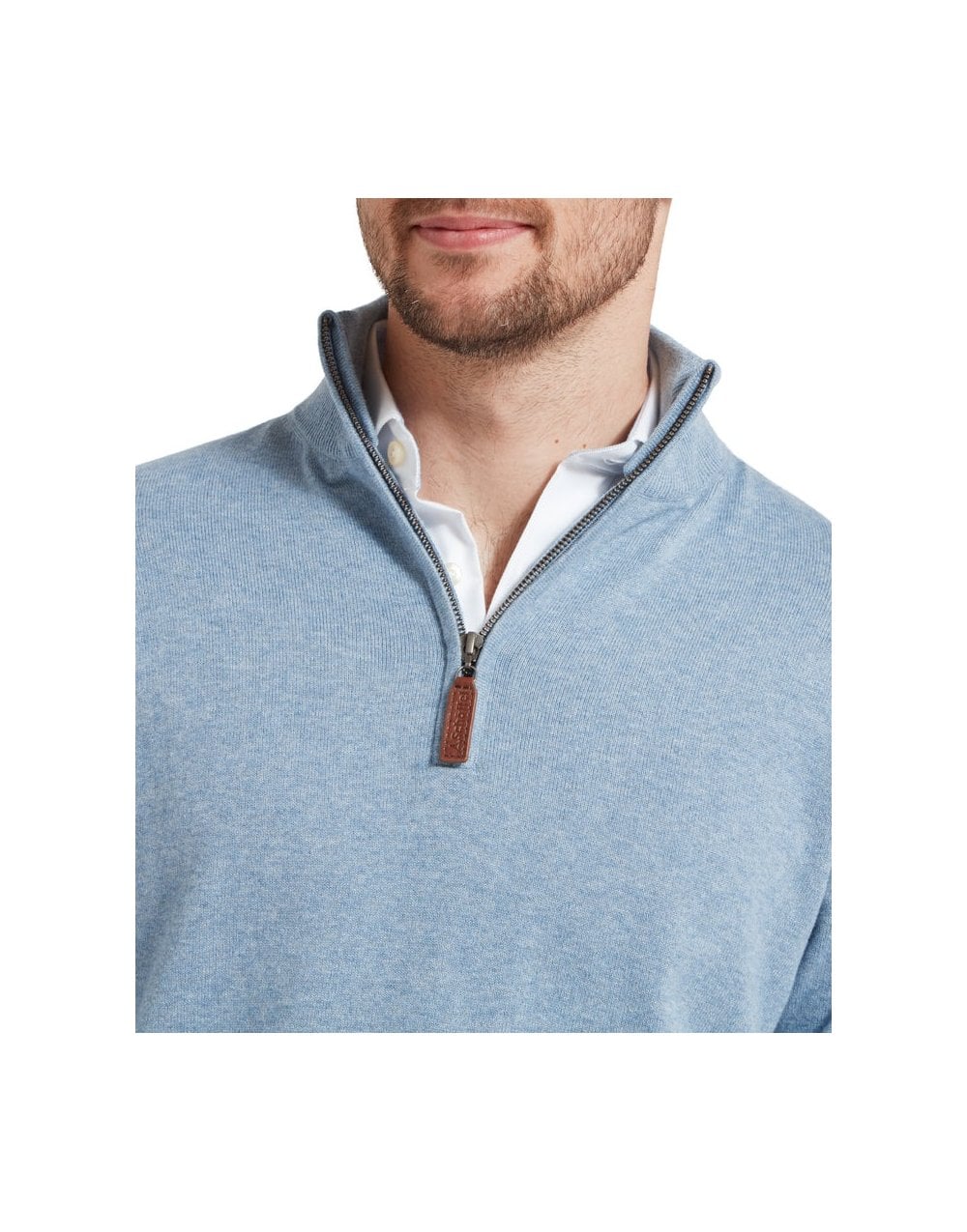 Young Ideas/Henmores - Porthmeor Pima Cotton 1/4 zip jumper - 8254 Denim blue - M