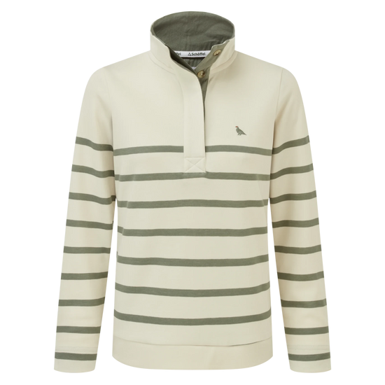 Young Ideas & Henmores -Sandown Sweatshirt -1993 Pale Stone/Agave Green Stripe -10