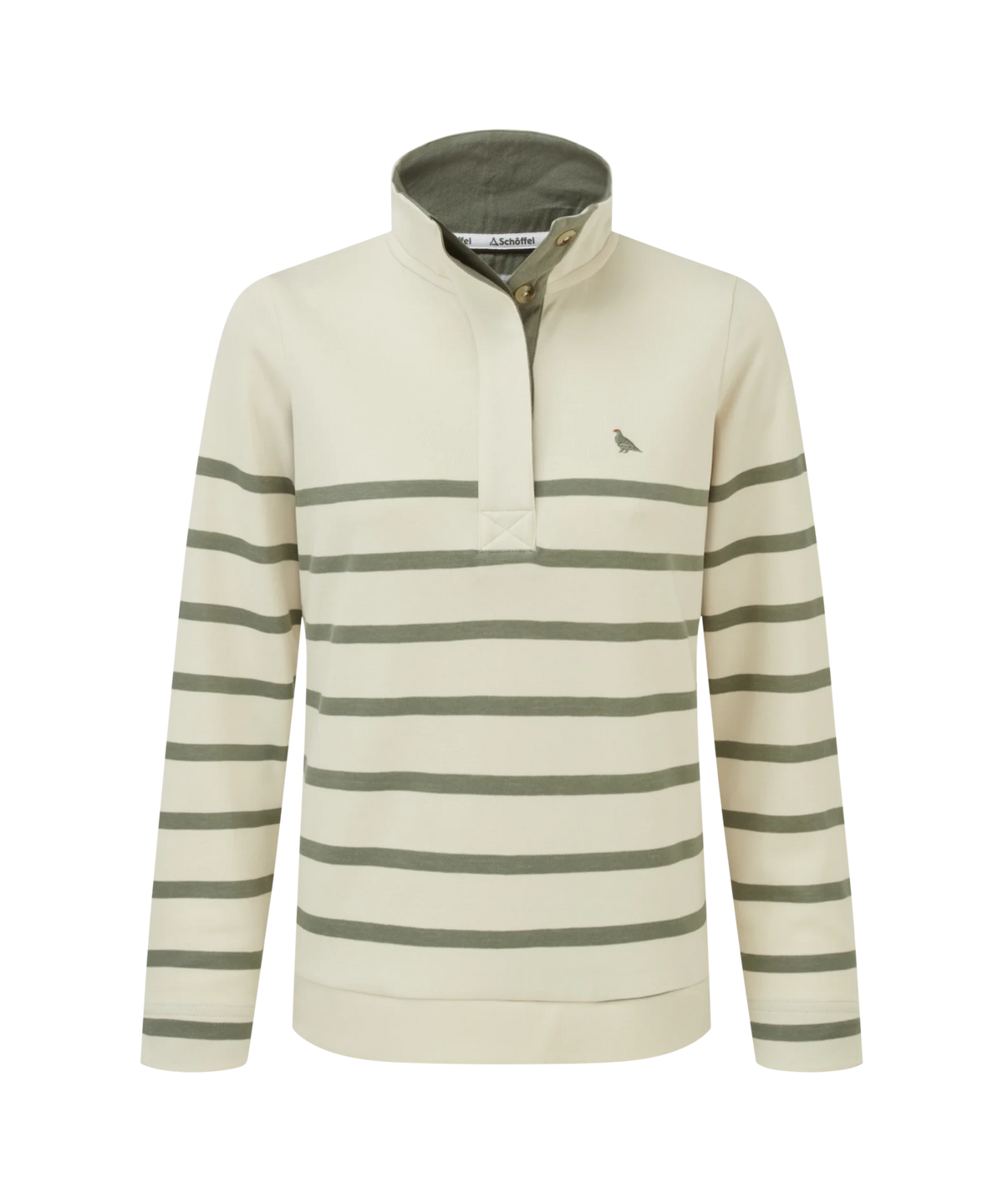 Young Ideas & Henmores -Sandown Sweatshirt -1993 Pale Stone/Agave Green Stripe -10