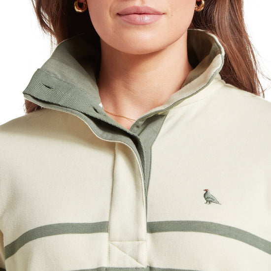 Young Ideas & Henmores -Sandown Sweatshirt -1993 Pale Stone/Agave Green Stripe -10