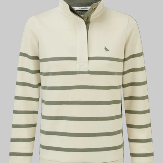 Young Ideas & Henmores -Sandown Sweatshirt -1993 Pale Stone/Agave Green Stripe -10