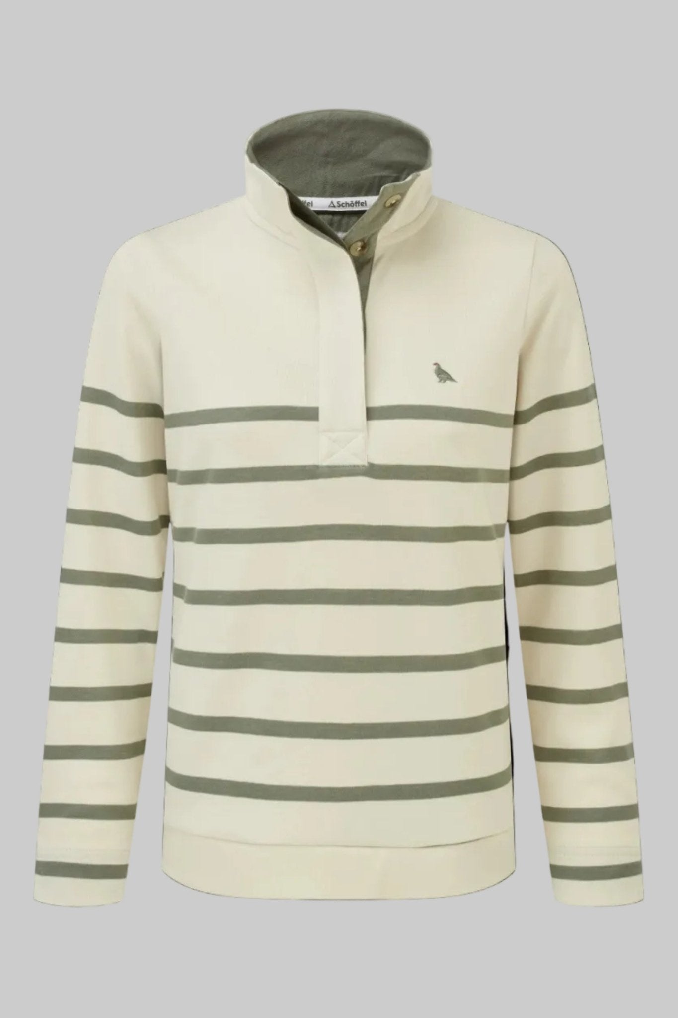 Young Ideas & Henmores -Sandown Sweatshirt -1993 Pale Stone/Agave Green Stripe -10