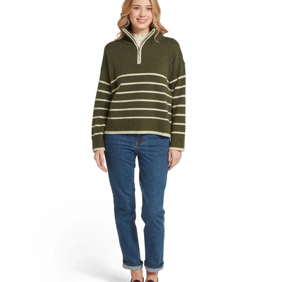 Young Ideas & Henmores -Sandsend 1/4 Jumper -6998 Loden/Oatmeal -8