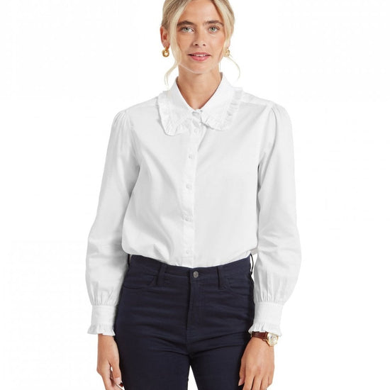 Young Ideas/Henmores - Somerley Ruffle Collared Shirt - 1000 White - 8