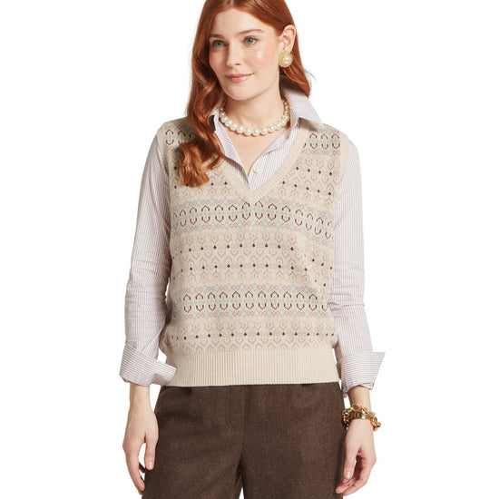 Young Ideas & Henmores -Tresness Fairisle Vest -2657 Port/Lake Blue -10
