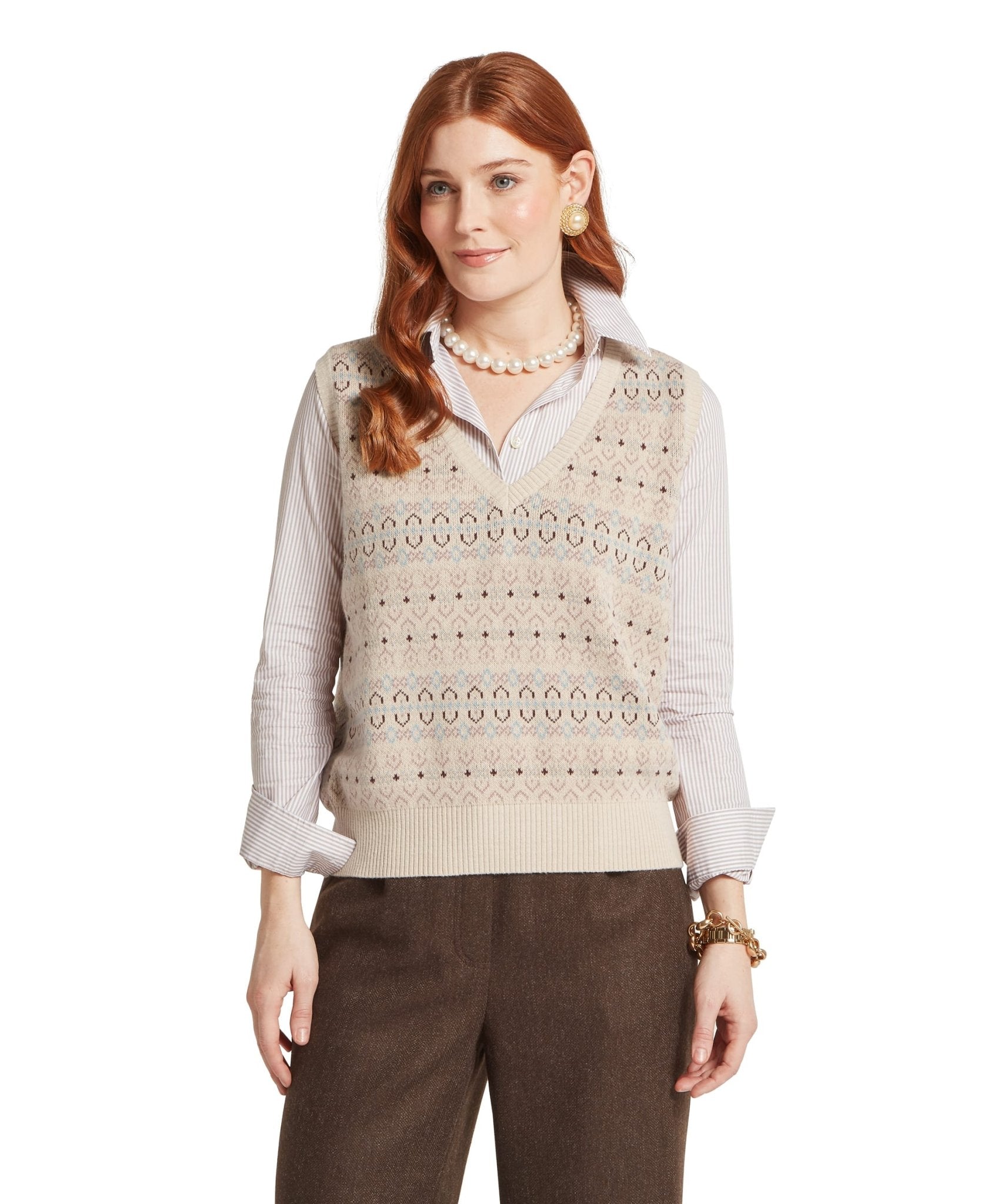 Young Ideas & Henmores -Tresness Fairisle Vest -2657 Port/Lake Blue -10