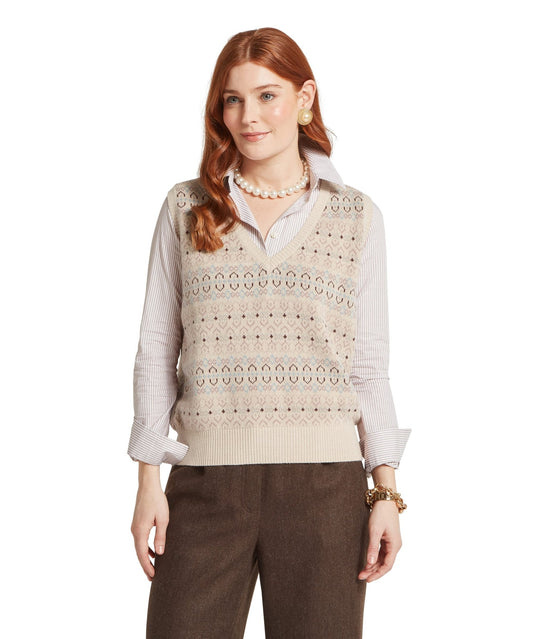 Young Ideas & Henmores -Tresness Fairisle Vest -2657 Port/Lake Blue -10
