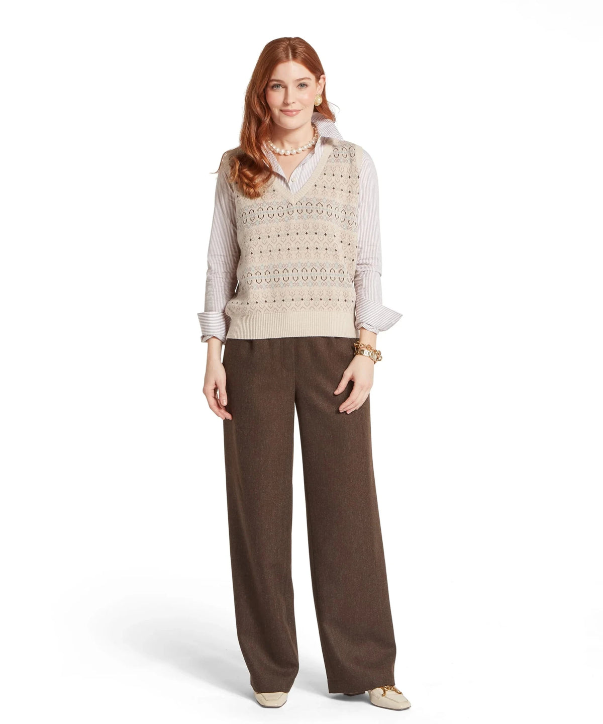 Young Ideas & Henmores -Tresness Fairisle Vest -2657 Port/Lake Blue -10