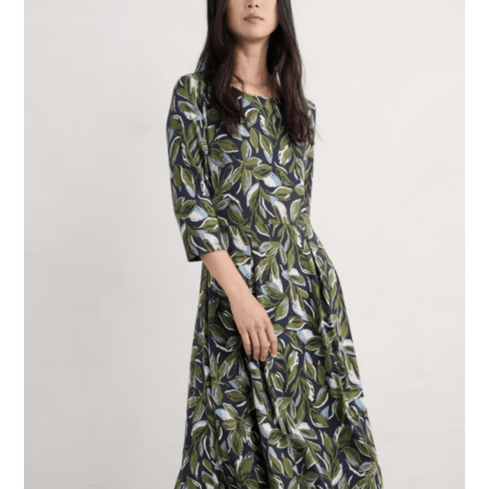 Young Ideas/Henmores - 3/4 Wild Bouquet Dress - Tonal Leaves Maritime - 8