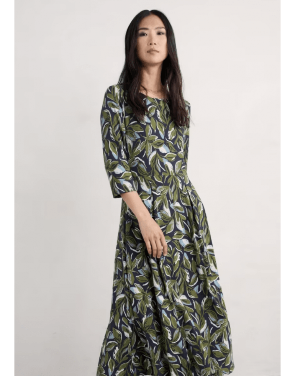 Young Ideas/Henmores - 3/4 Wild Bouquet Dress - Tonal Leaves Maritime - 8