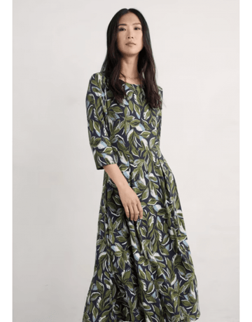 Young Ideas/Henmores - 3/4 Wild Bouquet Dress - Tonal Leaves Maritime - 8