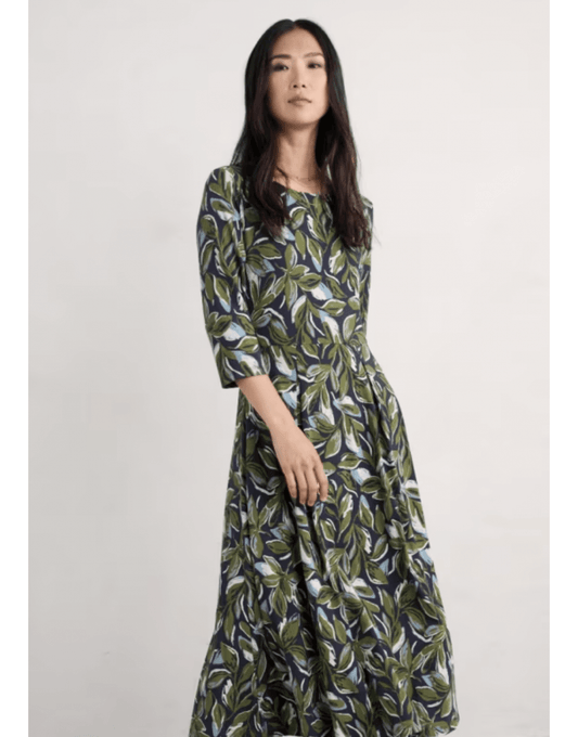 Young Ideas/Henmores - 3/4 Wild Bouquet Dress - Tonal Leaves Maritime - 8