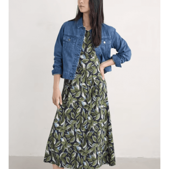 Young Ideas/Henmores - 3/4 Wild Bouquet Dress - Tonal Leaves Maritime - 8