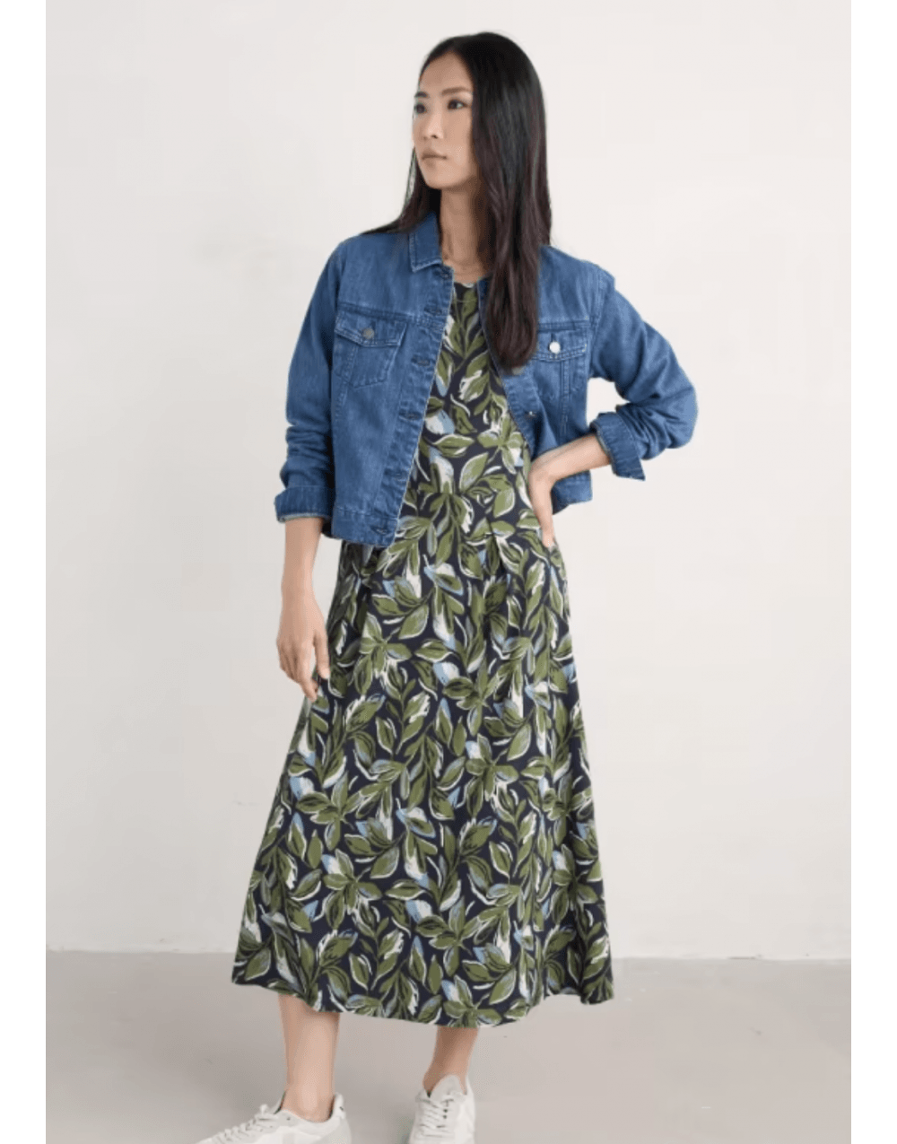 Young Ideas/Henmores - 3/4 Wild Bouquet Dress - Tonal Leaves Maritime - 8