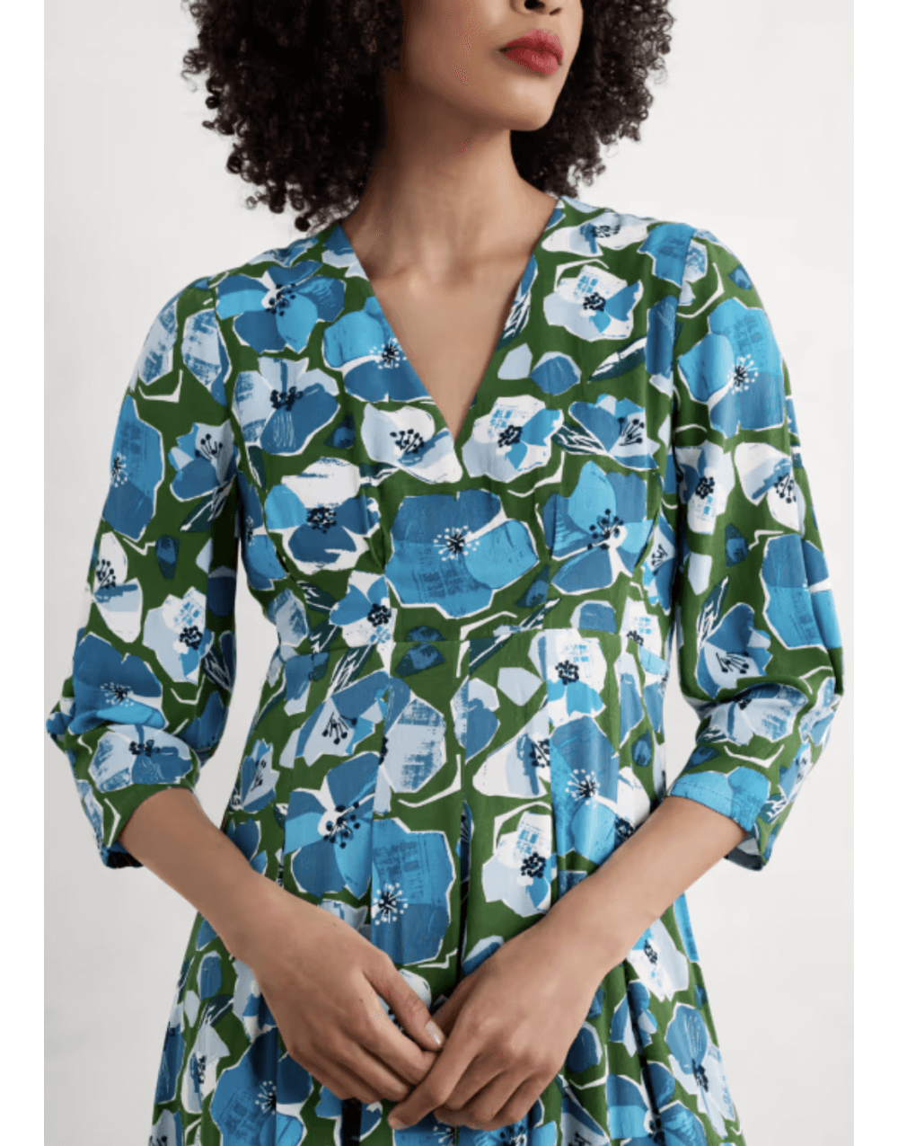 Young Ideas/Henmores - Etta Dress - Paper Hellebores Forest Green - 8