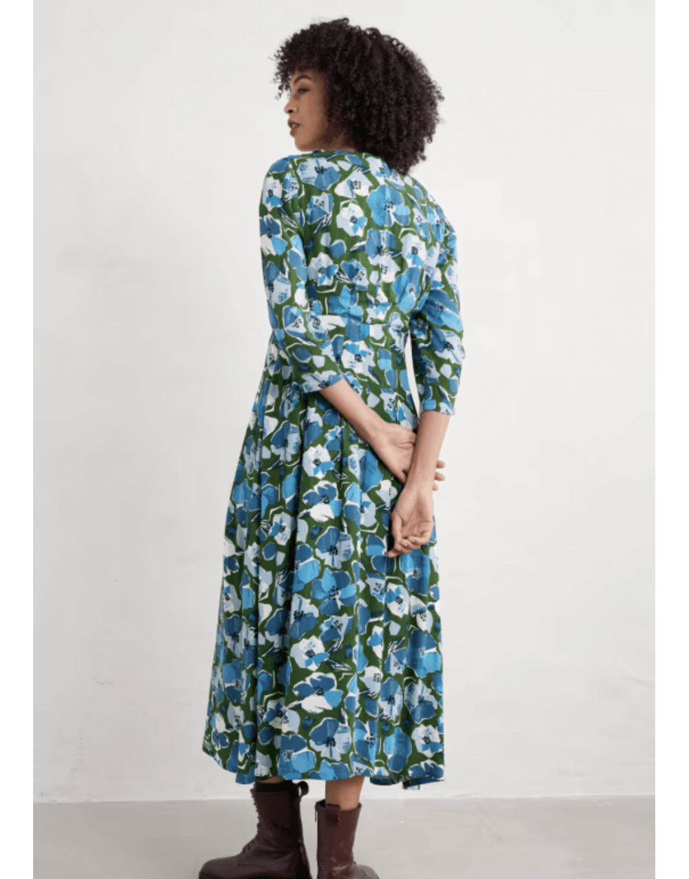 Young Ideas/Henmores - Etta Dress - Paper Hellebores Forest Green - 8