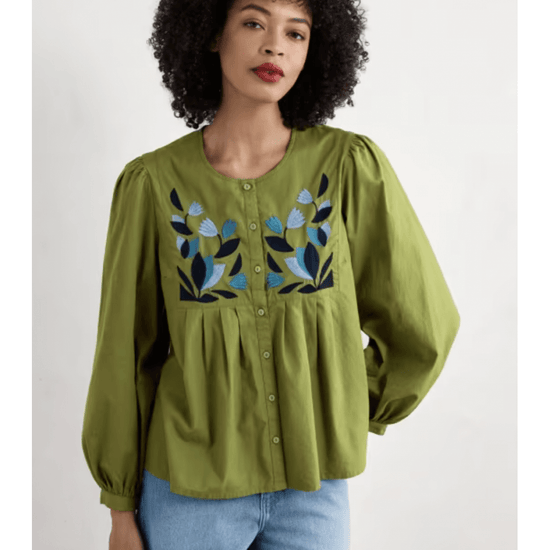 Young Ideas/Henmores - Thornapple Embroidered Shirt - Dark Citron - 8