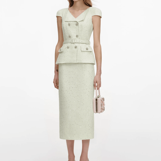 Young Ideas & Henmores - Boucle Midi Dress - Lime Green - 10