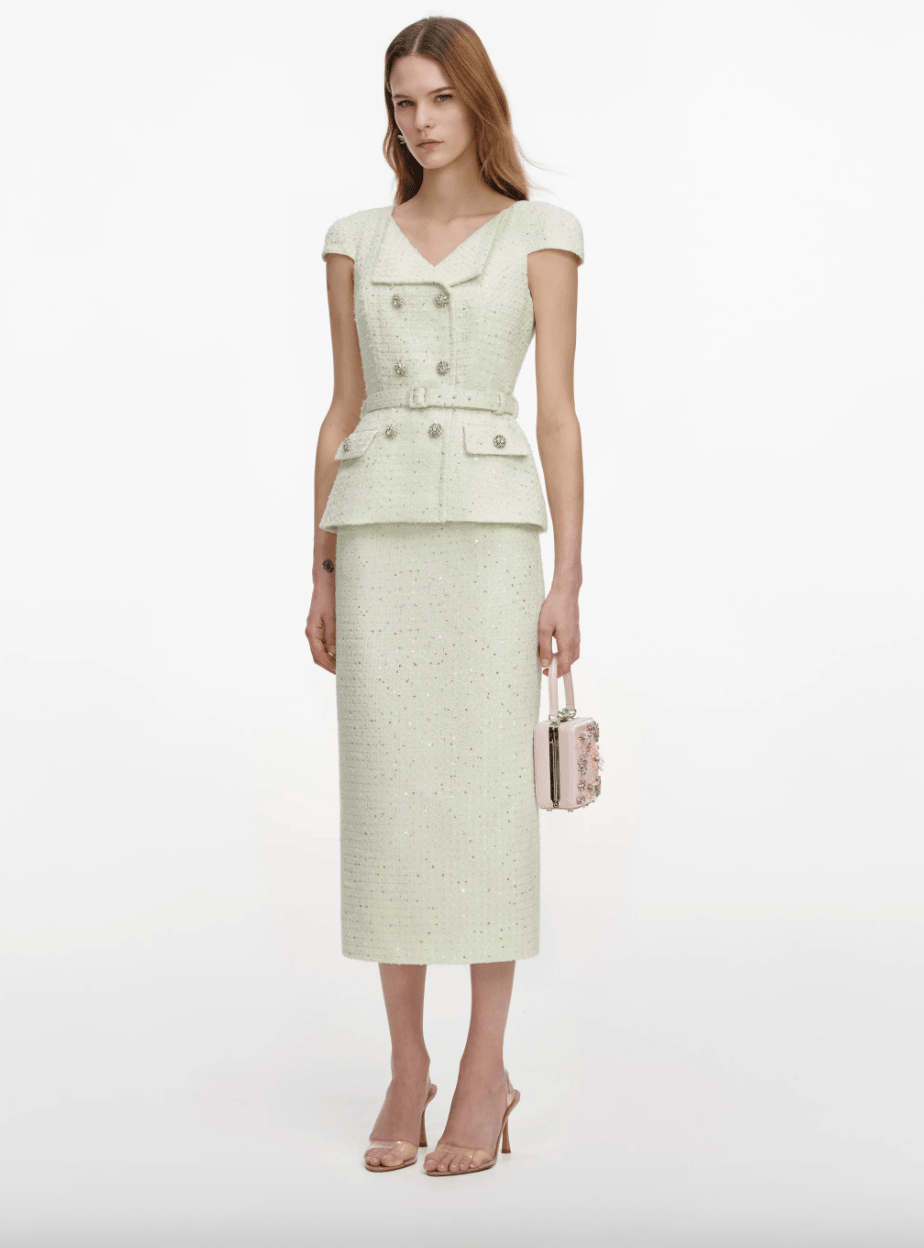 Young Ideas & Henmores - Boucle Midi Dress - Lime Green - 10