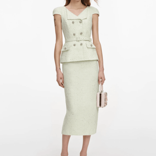 Young Ideas & Henmores - Boucle Midi Dress - Lime Green - 10