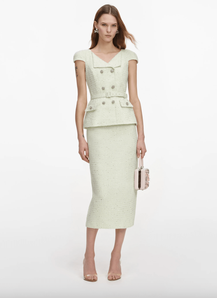Young Ideas & Henmores - Boucle Midi Dress - Lime Green - 10