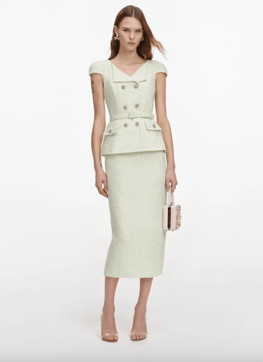Young Ideas & Henmores - Boucle Midi Dress - Lime Green - 10