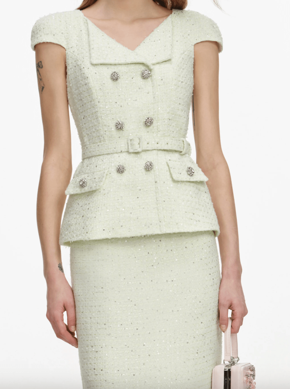 Young Ideas & Henmores - Boucle Midi Dress - Lime Green - 10