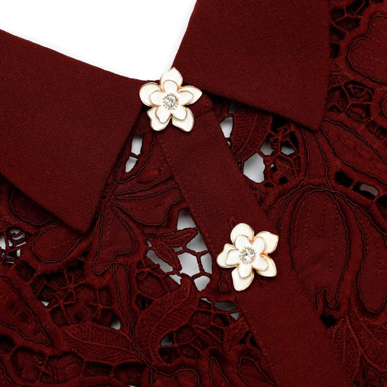 Young Ideas & Henmores -Burgundy Lace Mini Dress -Burgundy -8