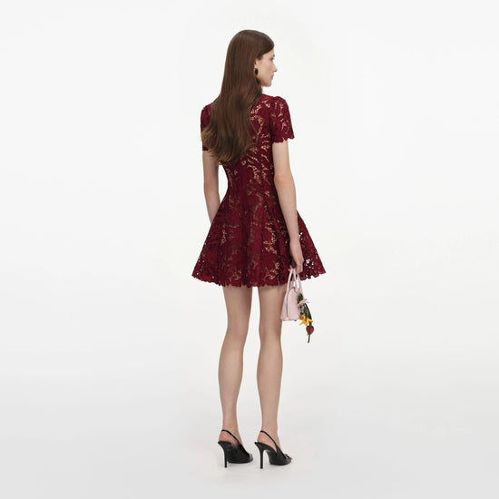 Young Ideas & Henmores -Burgundy Lace Mini Dress -Burgundy -8