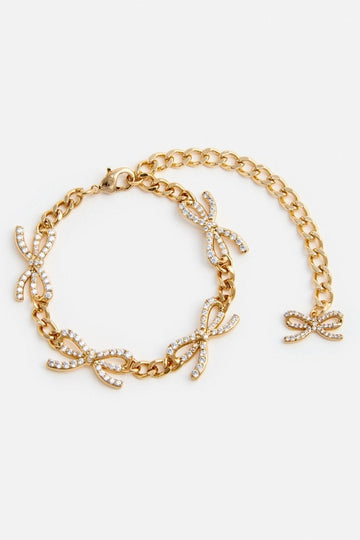 Young Ideas/Henmores - Crystal Bow Bracelet - Gold - OS