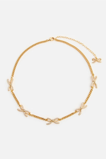 Young Ideas/Henmores - Crystal Bow Necklace - Gold - OS