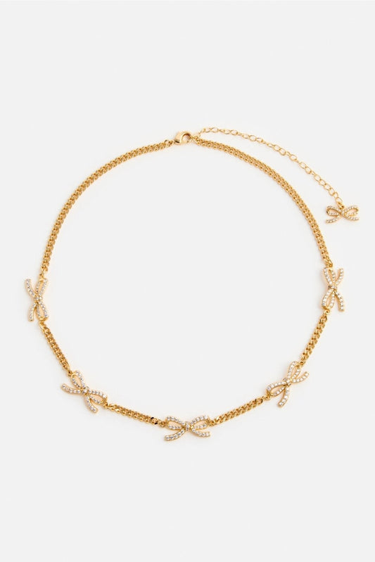 Young Ideas/Henmores - Crystal Bow Necklace - Gold - OS