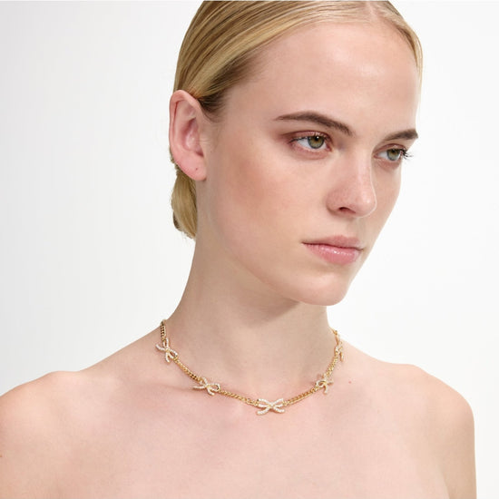 Young Ideas/Henmores - Crystal Bow Necklace - Gold - OS