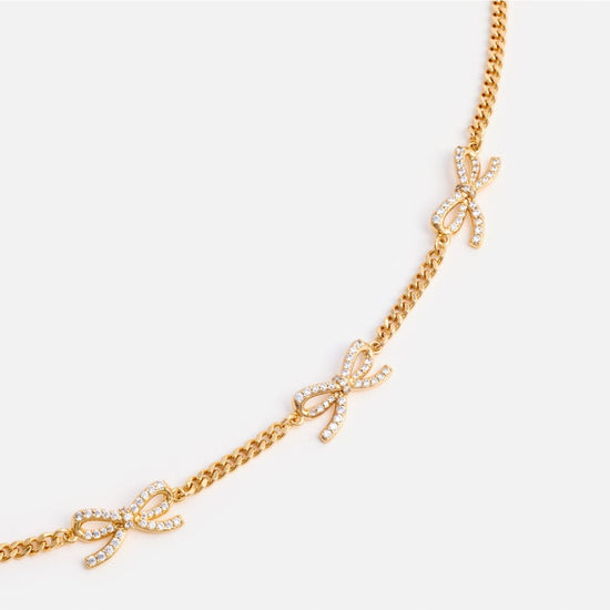 Young Ideas/Henmores - Crystal Bow Necklace - Gold - OS