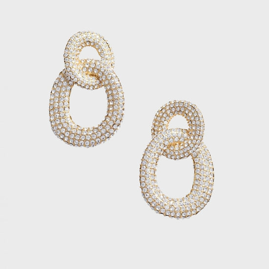 Young Ideas/Henmores - Crystal Link Earrings - Gold - OS