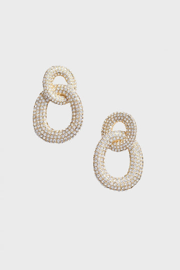 Young Ideas/Henmores - Crystal Link Earrings - Gold - OS