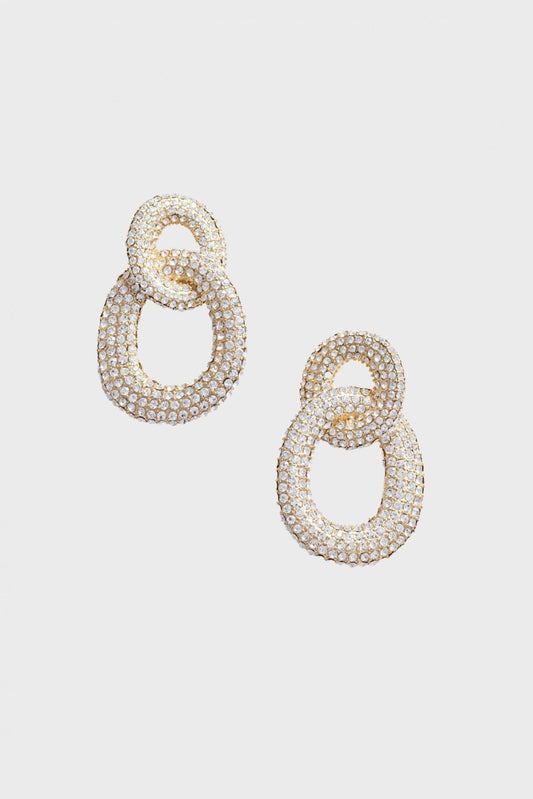 Young Ideas/Henmores - Crystal Link Earrings - Gold - OS